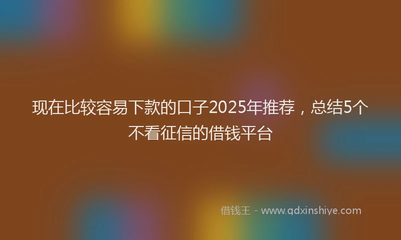 现在比较容易下款的口子2025年推荐，总结5个不看征信的借钱平台