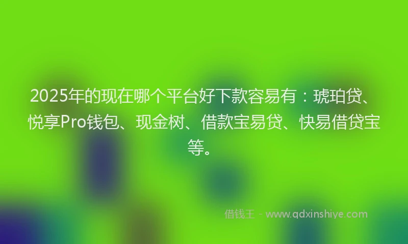 2025年的现在哪个平台好下款容易有：琥珀贷、悦享Pro钱包、现金树、借款宝易贷、快易借贷宝等。