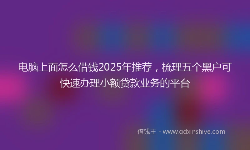 电脑上面怎么借钱2025年推荐，梳理五个黑户可快速办理小额贷款业务的平台