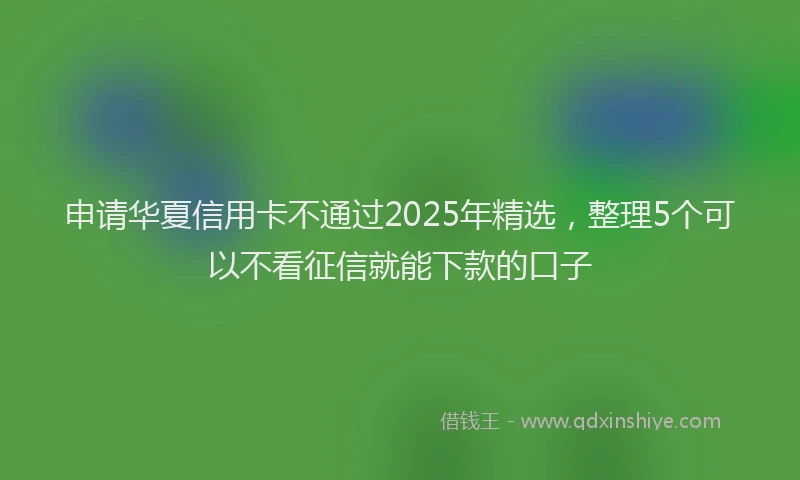 申请华夏信用卡不通过2025年精选，整理5个可以不看征信就能下款的口子