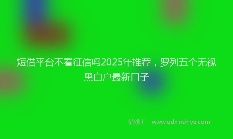 短借平台不看征信吗2025年推荐，罗列五个无视黑白户最新口子