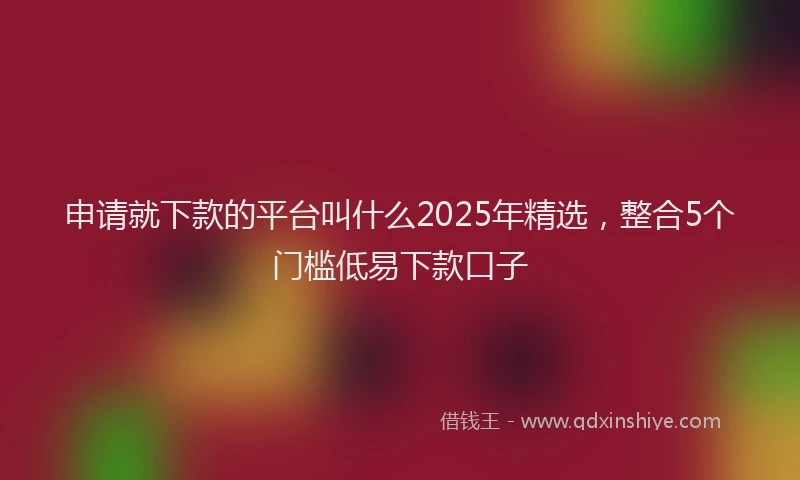 申请就下款的平台叫什么2025年精选，整合5个门槛低易下款口子