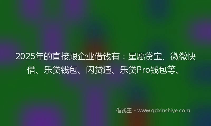 2025年的直接跟企业借钱有：星愿贷宝、微微快借、乐贷钱包、闪贷通、乐贷Pro钱包等。