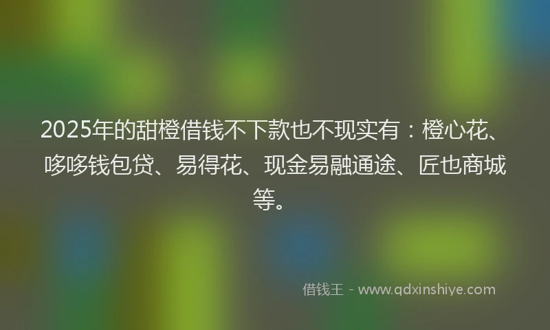 2025年的甜橙借钱不下款也不现实有：橙心花、哆哆钱包贷、易得花、现金易融通途、匠也商城等。