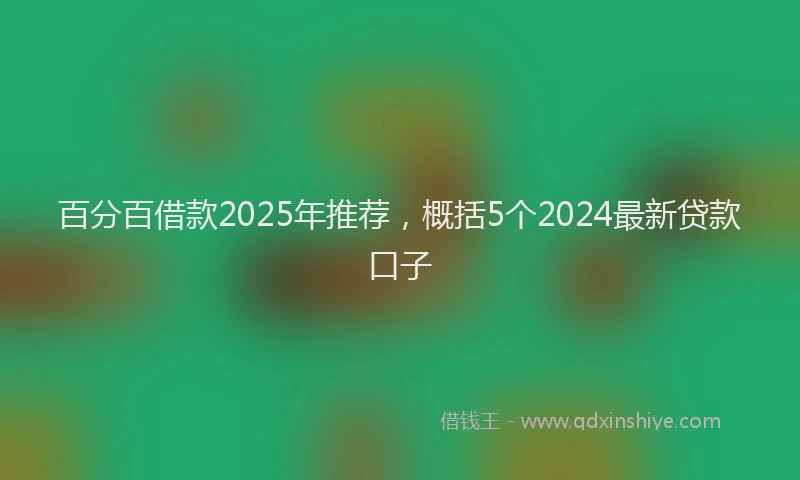 百分百借款2025年推荐，概括5个2024最新贷款口子