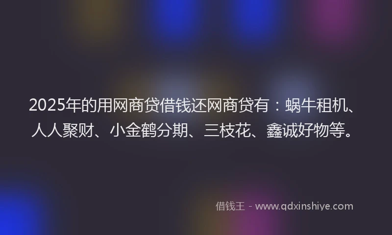 2025年的用网商贷借钱还网商贷有：蜗牛租机、人人聚财、小金鹤分期、三枝花、鑫诚好物等。