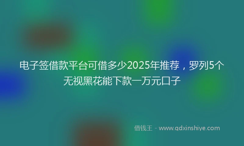 电子签借款平台可借多少2025年推荐，罗列5个无视黑花能下款一万元口子