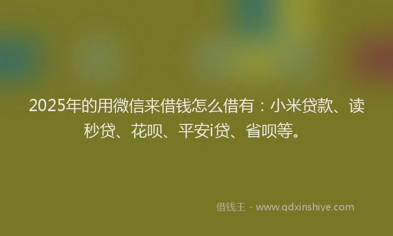 2025年的用微信来借钱怎么借有：小米贷款、读秒贷、花呗、平安i贷、省呗等。