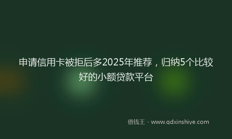 申请信用卡被拒后多2025年推荐，归纳5个比较好的小额贷款平台