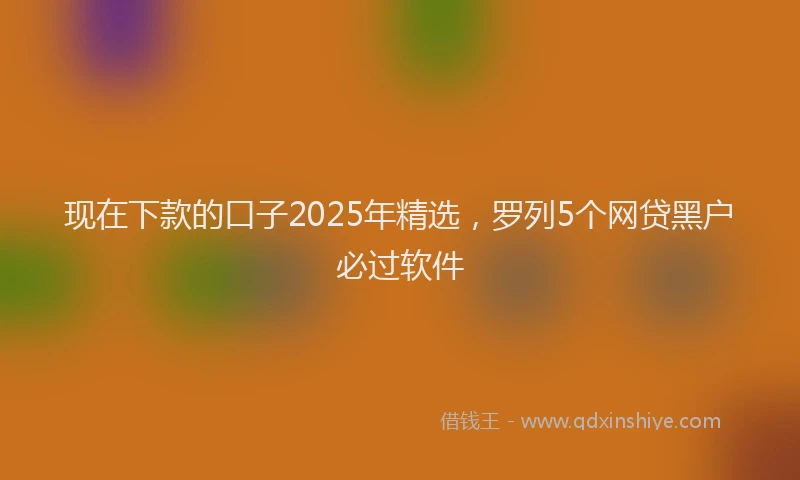 现在下款的口子2025年精选，罗列5个网贷黑户必过软件