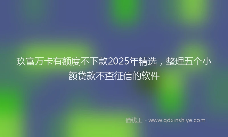 玖富万卡有额度不下款2025年精选，整理五个小额贷款不查征信的软件