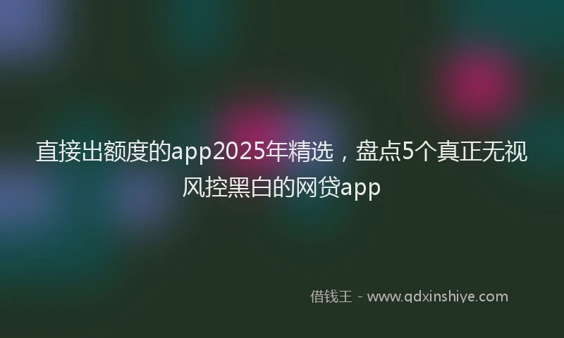 直接出额度的app2025年精选，盘点5个真正无视风控黑白的网贷app