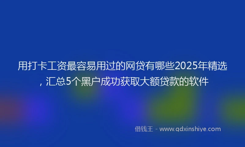 用打卡工资最容易用过的网贷有哪些2025年精选，汇总5个黑户成功获取大额贷款的软件
