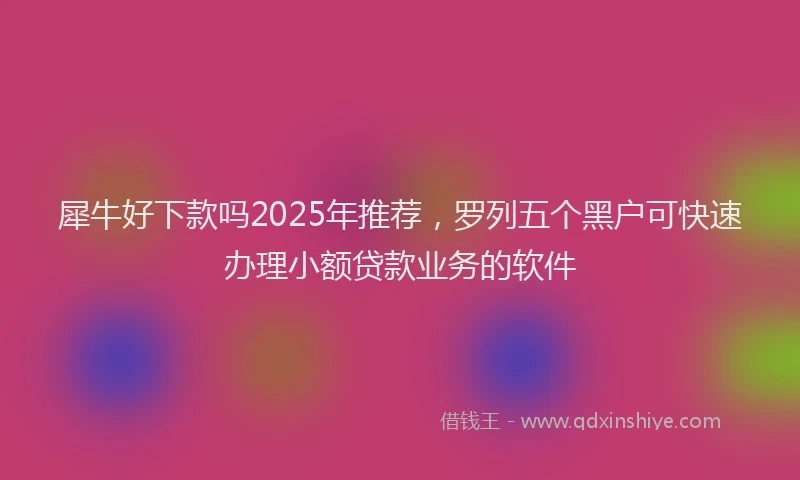 犀牛好下款吗2025年推荐，罗列五个黑户可快速办理小额贷款业务的软件
