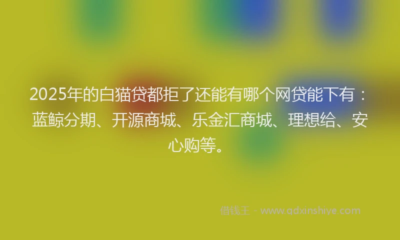 2025年的白猫贷都拒了还能有哪个网贷能下有：蓝鲸分期、开源商城、乐金汇商城、理想给、安心购等。