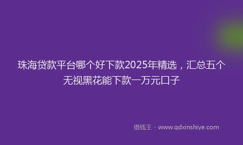 珠海贷款平台哪个好下款2025年精选，汇总五个无视黑花能下款一万元口子