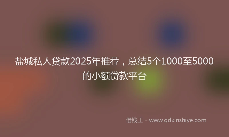 盐城私人贷款2025年推荐，总结5个1000至5000的小额贷款平台