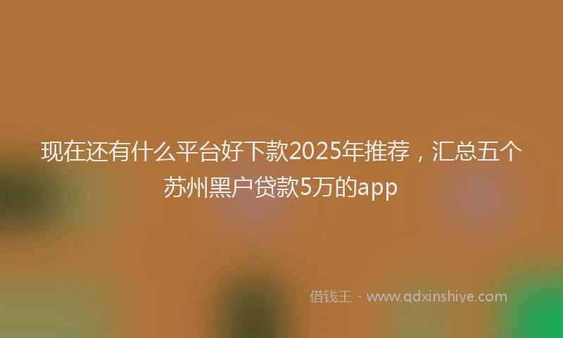 现在还有什么平台好下款2025年推荐，汇总五个苏州黑户贷款5万的app