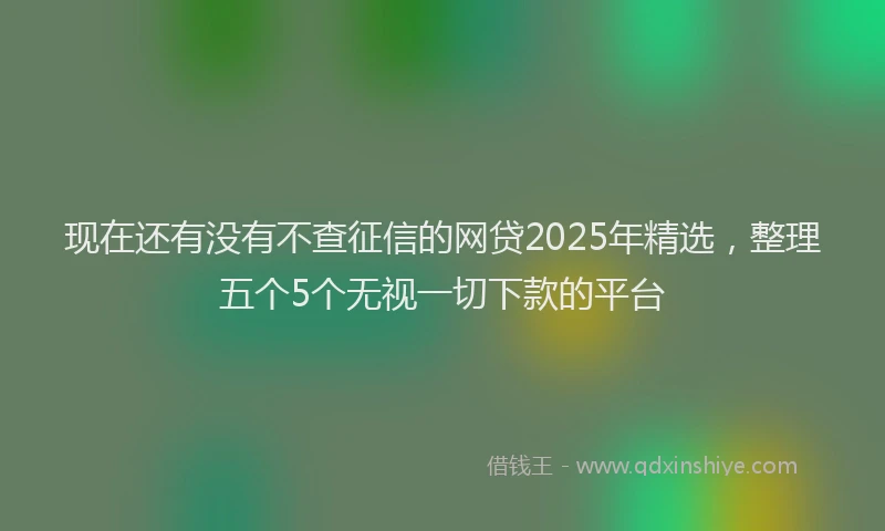 现在还有没有不查征信的网贷2025年精选，整理五个5个无视一切下款的平台