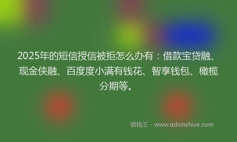 2025年的短信授信被拒怎么办有：借款宝贷融、现金侠融、百度度小满有钱花、智享钱包、橄榄分期等。