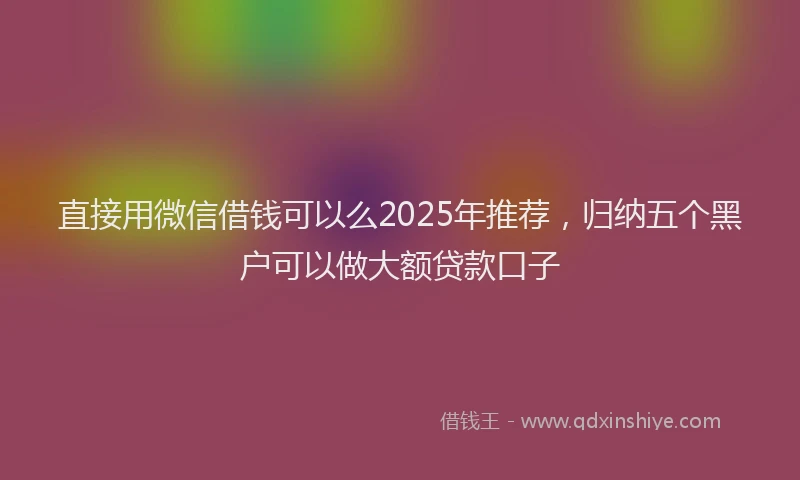 直接用微信借钱可以么2025年推荐，归纳五个黑户可以做大额贷款口子