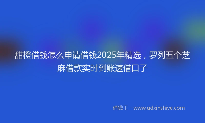 甜橙借钱怎么申请借钱2025年精选，罗列五个芝麻借款实时到账速借口子