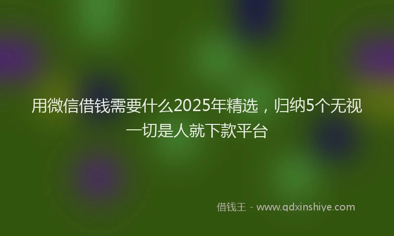 用微信借钱需要什么2025年精选，归纳5个无视一切是人就下款平台