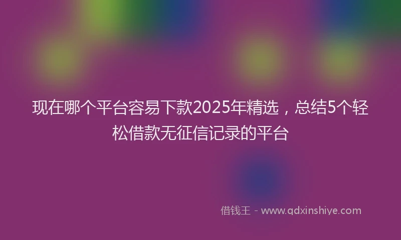 现在哪个平台容易下款2025年精选，总结5个轻松借款无征信记录的平台