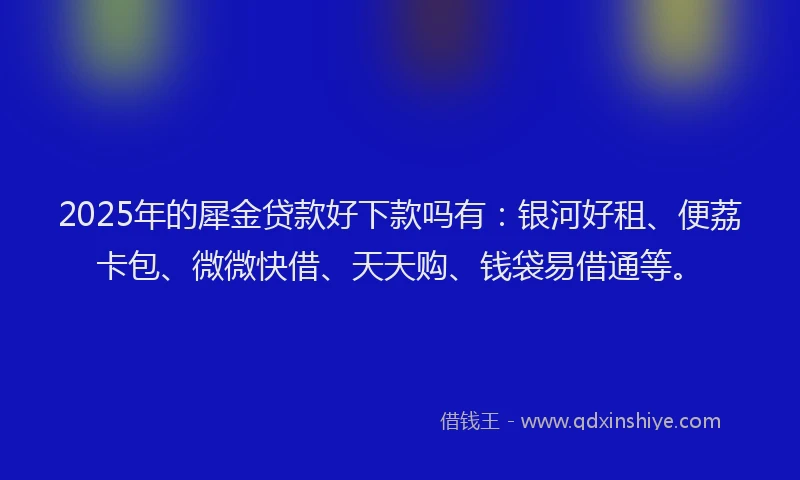 2025年的犀金贷款好下款吗有：银河好租、便荔卡包、微微快借、天天购、钱袋易借通等。