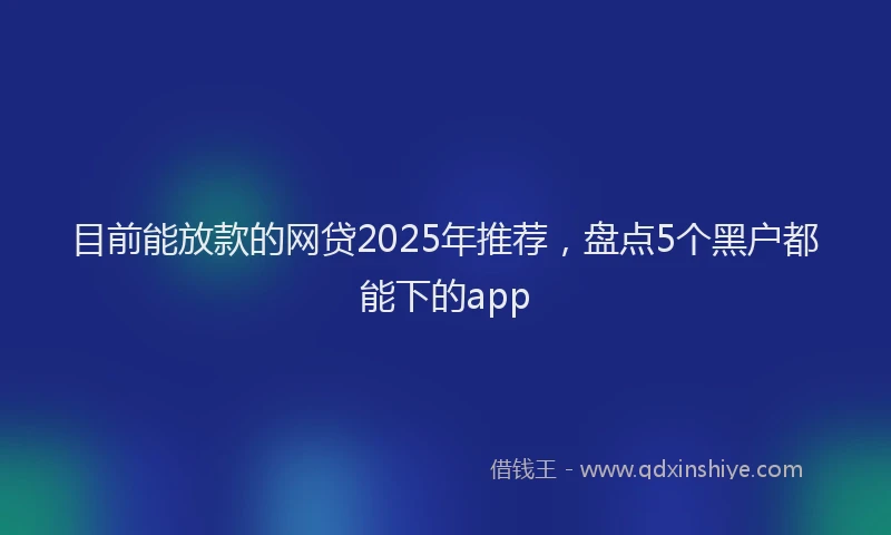 目前能放款的网贷2025年推荐，盘点5个黑户都能下的app