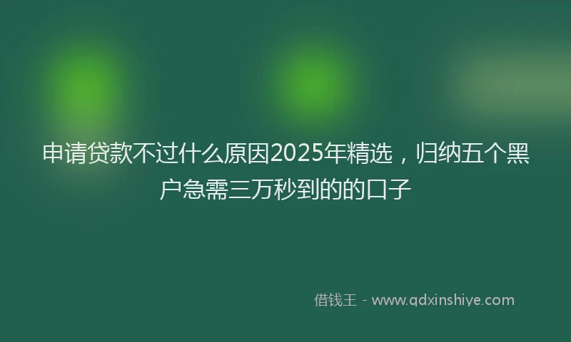 申请贷款不过什么原因2025年精选，归纳五个黑户急需三万秒到的的口子