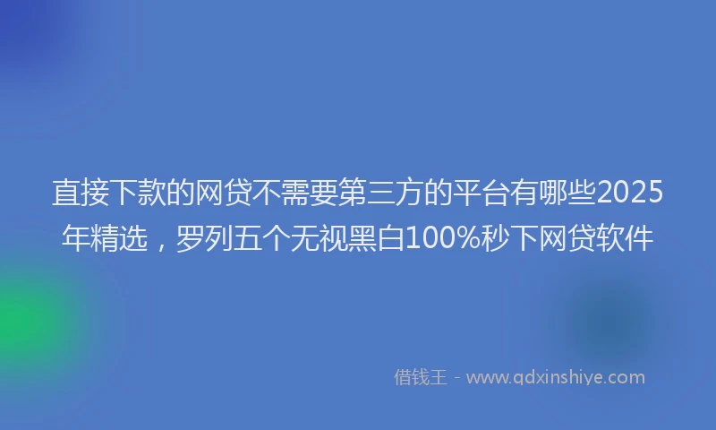 直接下款的网贷不需要第三方的平台有哪些2025年精选，罗列五个无视黑白100%秒下网贷软件