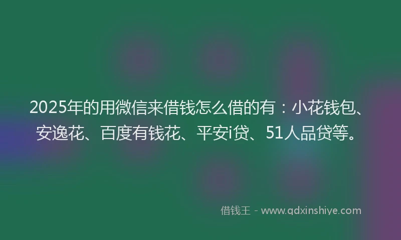 2025年的用微信来借钱怎么借的有：小花钱包、安逸花、百度有钱花、平安i贷、51人品贷等。