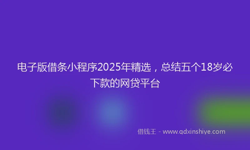 电子版借条小程序2025年精选，总结五个18岁必下款的网贷平台
