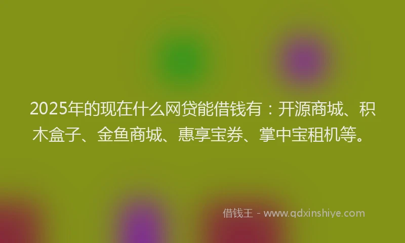 2025年的现在什么网贷能借钱有：开源商城、积木盒子、金鱼商城、惠享宝券、掌中宝租机等。