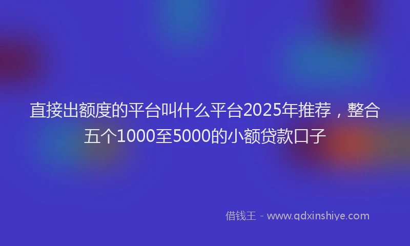 直接出额度的平台叫什么平台2025年推荐，整合五个1000至5000的小额贷款口子