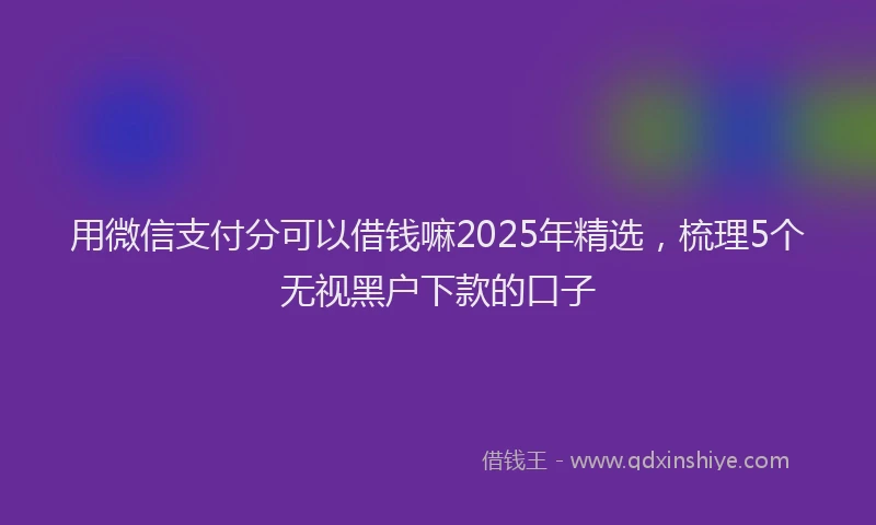 用微信支付分可以借钱嘛2025年精选，梳理5个无视黑户下款的口子