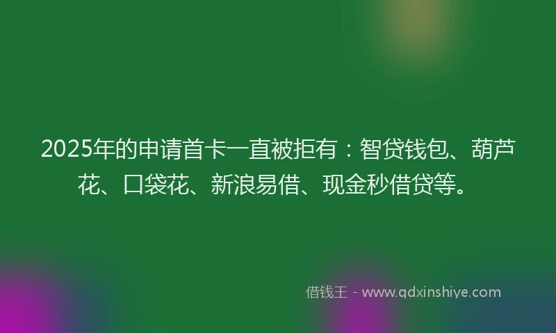 2025年的申请首卡一直被拒有：智贷钱包、葫芦花、口袋花、新浪易借、现金秒借贷等。