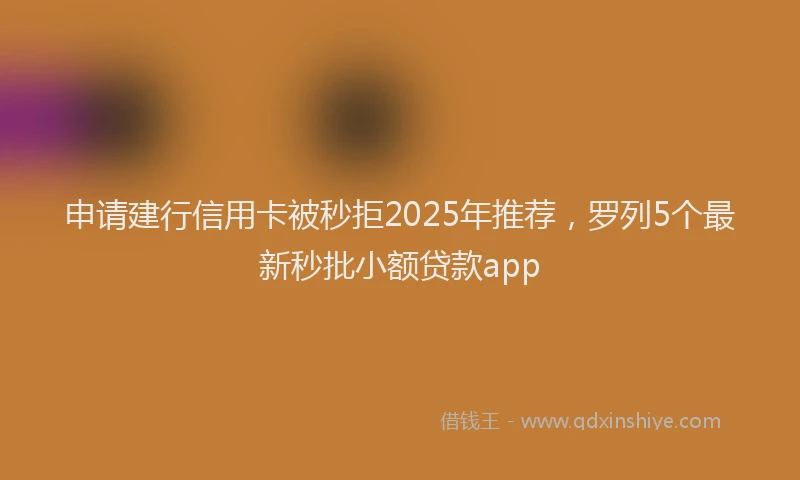 申请建行信用卡被秒拒2025年推荐，罗列5个最新秒批小额贷款app