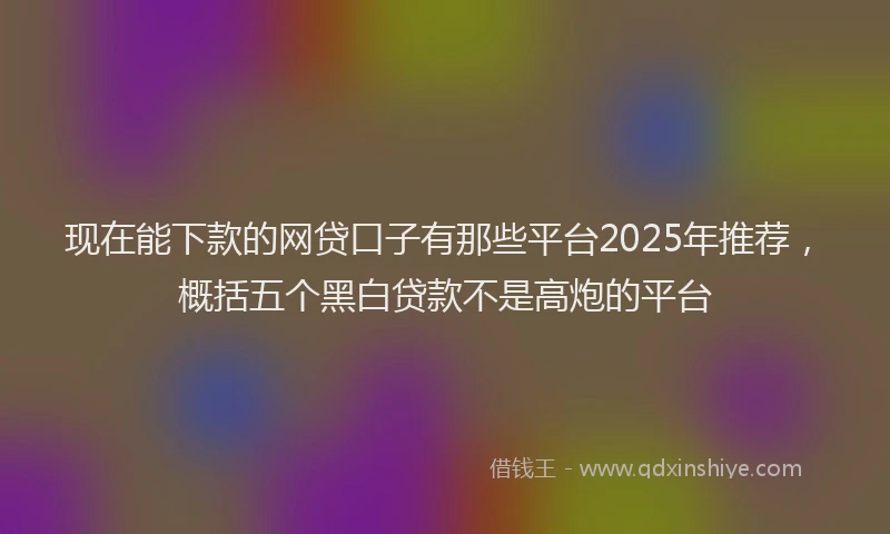 现在能下款的网贷口子有那些平台2025年推荐，概括五个黑白贷款不是高炮的平台
