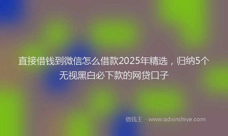 直接借钱到微信怎么借款2025年精选，归纳5个无视黑白必下款的网贷口子