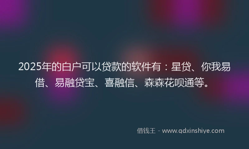 2025年的白户可以贷款的软件有：星贷、你我易借、易融贷宝、喜融信、森森花呗通等。