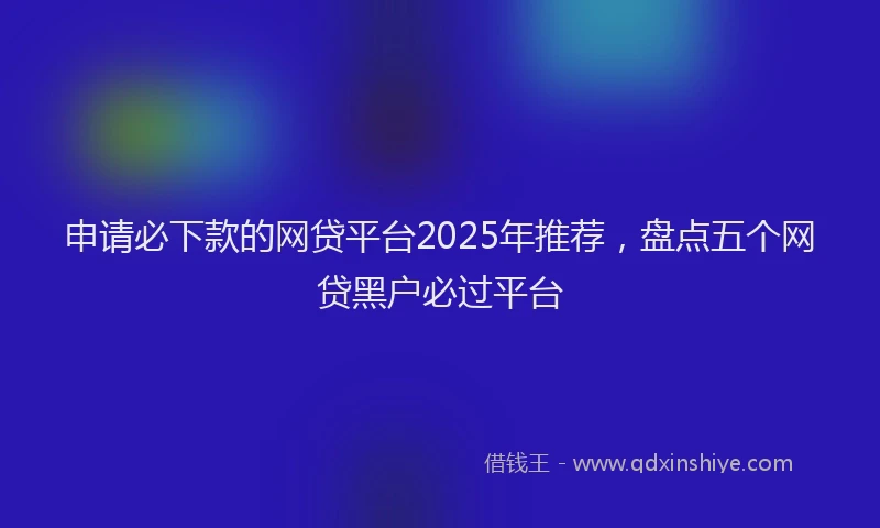 申请必下款的网贷平台2025年推荐，盘点五个网贷黑户必过平台