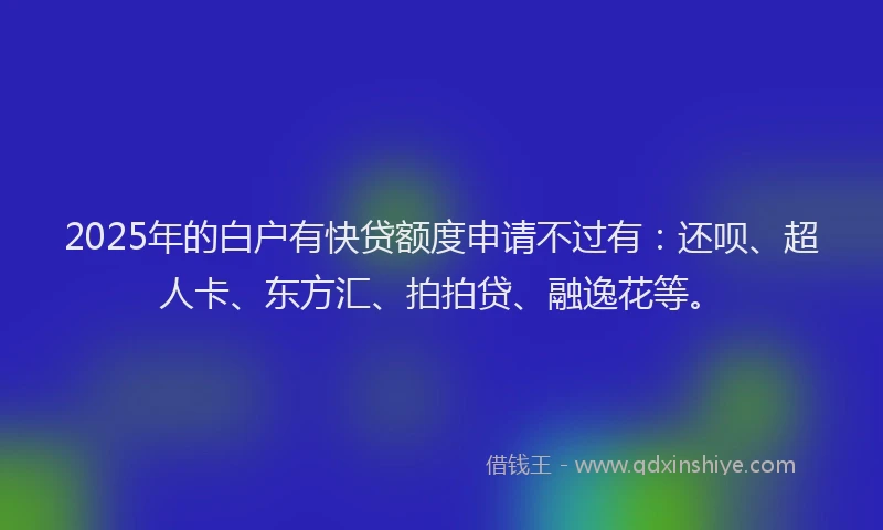 2025年的白户有快贷额度申请不过有：还呗、超人卡、东方汇、拍拍贷、融逸花等。
