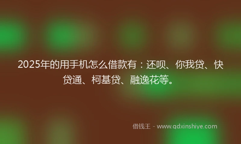 2025年的用手机怎么借款有：还呗、你我贷、快贷通、柯基贷、融逸花等。