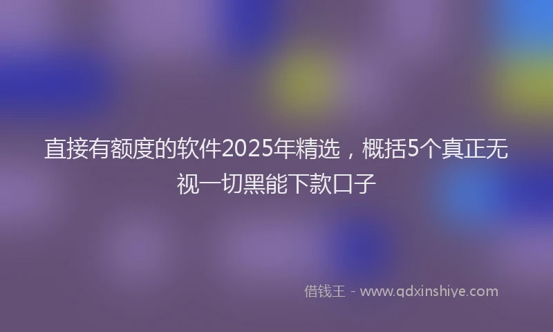 直接有额度的软件2025年精选，概括5个真正无视一切黑能下款口子