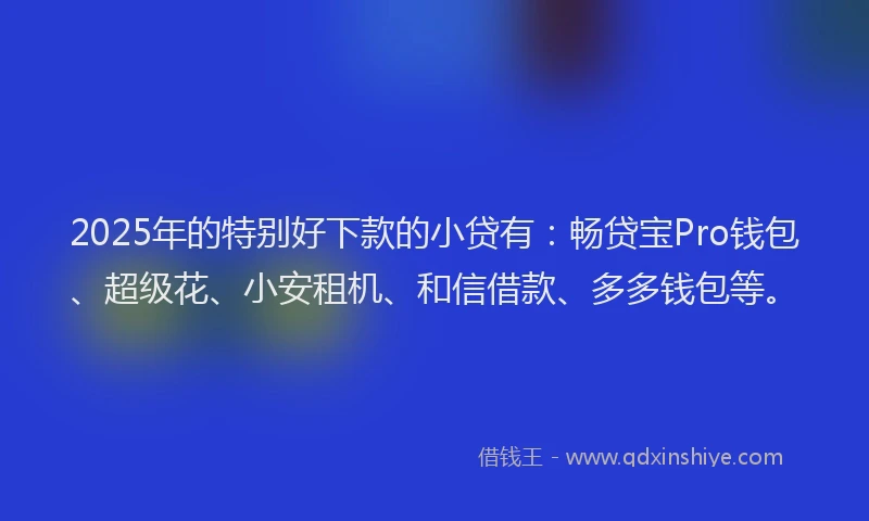 2025年的特别好下款的小贷有：畅贷宝Pro钱包、超级花、小安租机、和信借款、多多钱包等。