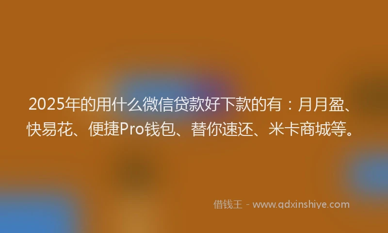 2025年的用什么微信贷款好下款的有：月月盈、快易花、便捷Pro钱包、替你速还、米卡商城等。