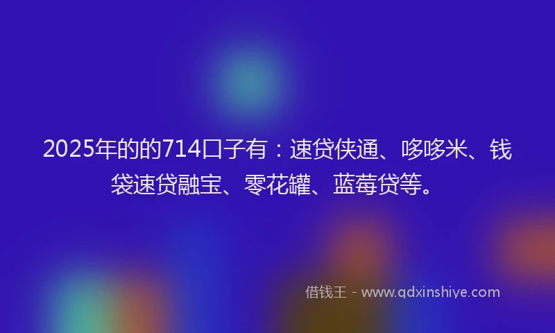 2025年的的714口子有：速贷侠通、哆哆米、钱袋速贷融宝、零花罐、蓝莓贷等。