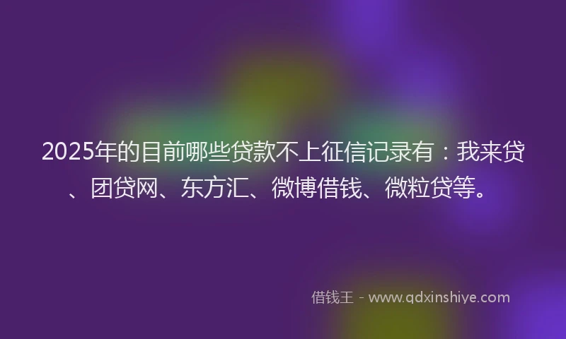 2025年的目前哪些贷款不上征信记录有：我来贷、团贷网、东方汇、微博借钱、微粒贷等。